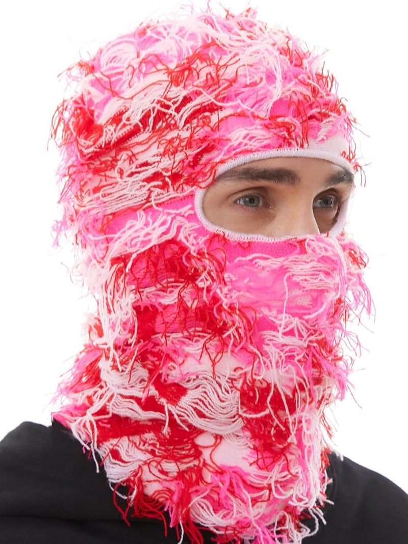 ROXUN Distressed Ski Mask Balaclava, Yeat Shiesty Fluffy Knitted Full Face Mask for Men/Women - Image 1